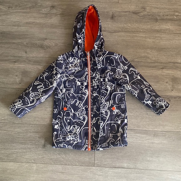 Toddler Fleece Lined Animal Printed Raincoat Jacket - Picture 3 of 8